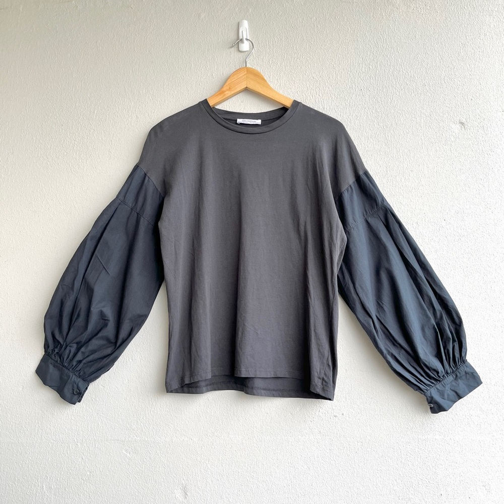 ZARA | Blue Bubble Sleeve Top